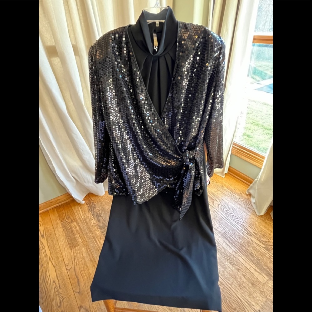Vtg Bundle 4 pieces Jet Black Sequins Skirt Suit EUC XL 16 18 Women’s